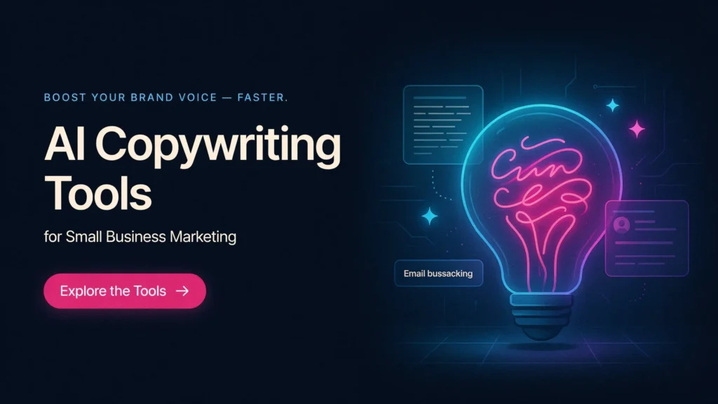Dashboard displaying modern AI copywriting tools for small business marketing automation